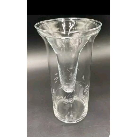 Princess House Heritage Crystal 2pc Vase NIB Etched #400 USA Clear Glass Flower - Picture 1 of 10